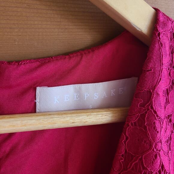 Anthropologie Keepsake The Label Red Timeless Lace Midi Dress Small Ruffle Pleat - Picture 4 of 6